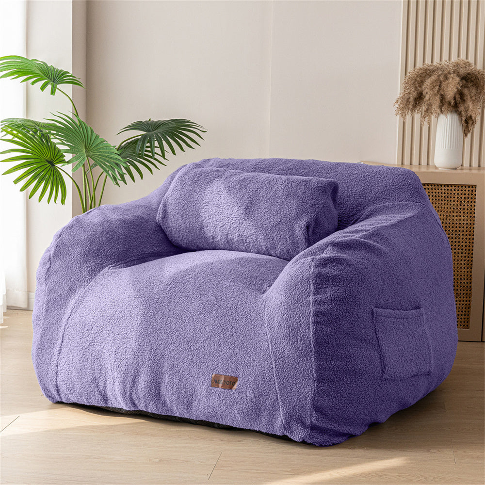 MAXYOYO Giant Bean Bag Chair with Pillow, Fuzzy Comfy Purple – Maxyoyo