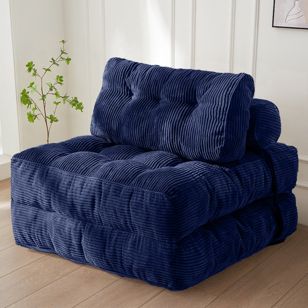 Convertible Sleeper Chair with Pillow Foldable Mattresst, Navy