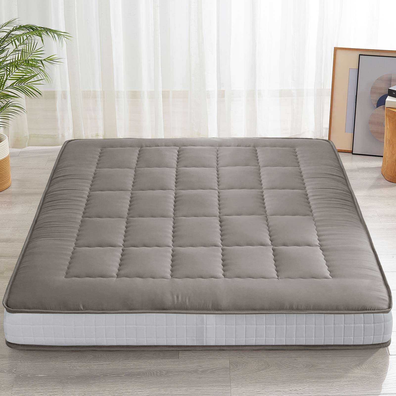 Dark Grey 6" Extra Thick Japanese Futon Mattress For Family Maxyoyo