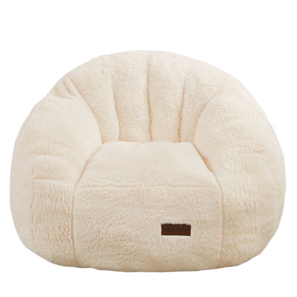 MAXYOYO Bean Bag Chair for Kids Shell Shaped Bean Bag Couch for Boys and Girls Beige
