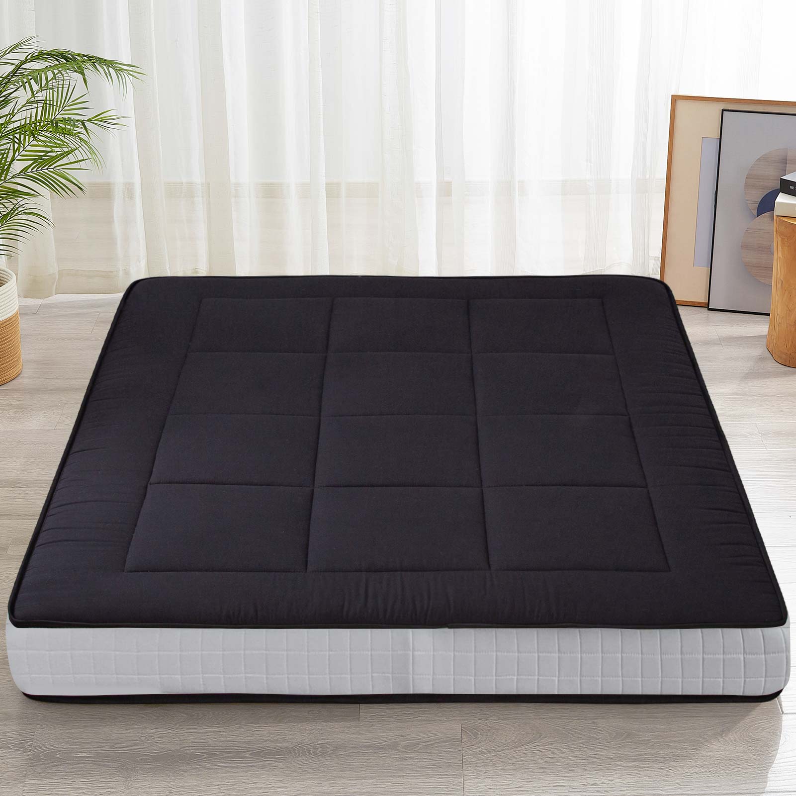 MAXYOYO 6" Extra Thick Floor Futon Mattress, Black Maxyoyo