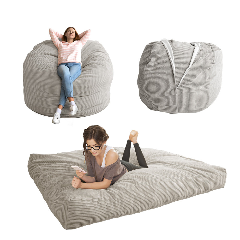 MAXYOYO Grey 4ft Corduroy Bean Bag Bed MAXYOYO Maxyoyo