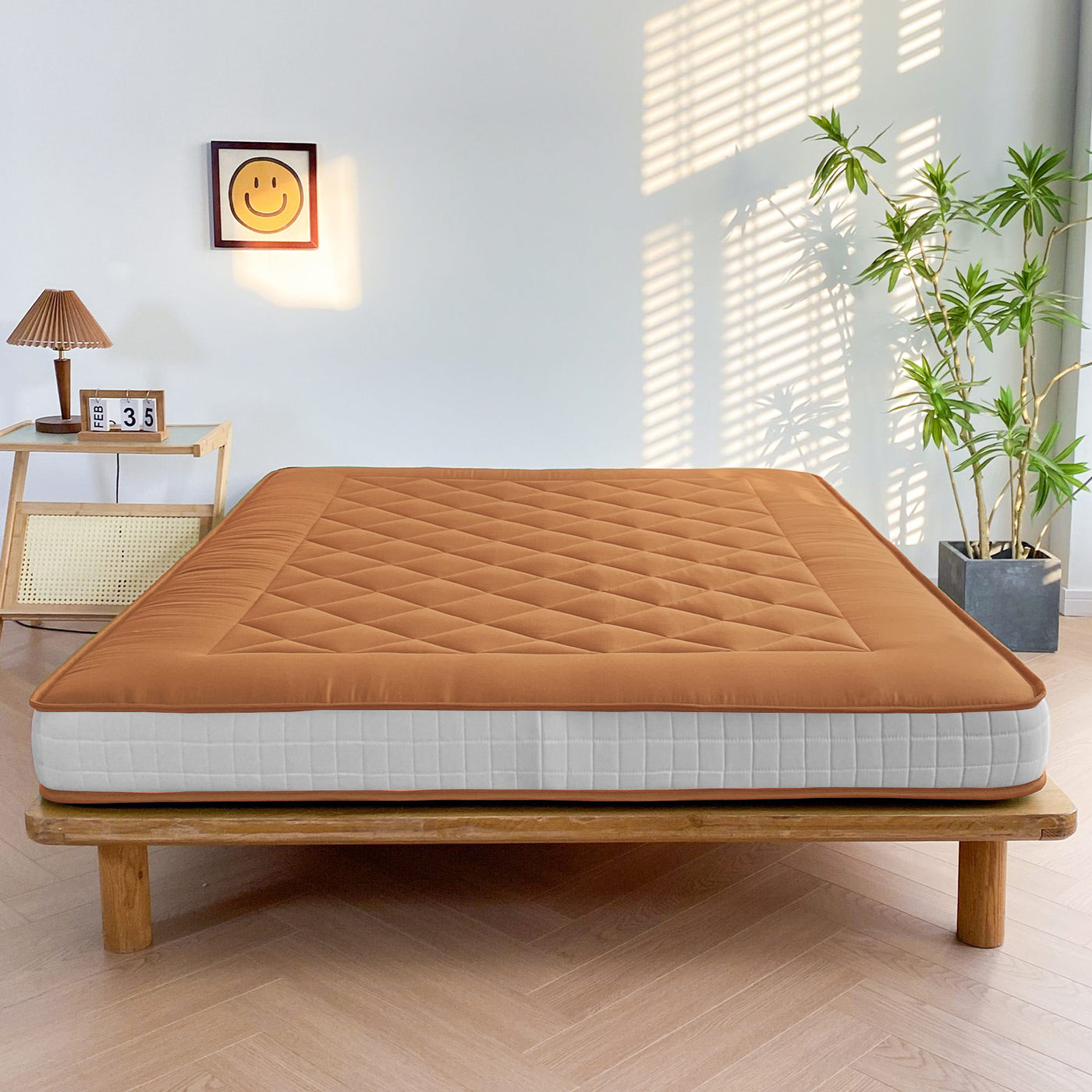 MAXYOYO 6" Extra Thick Japanese Futon Mattress, Stylish Diamond Quilting Floor Bed For Bedroom, Light Brown
