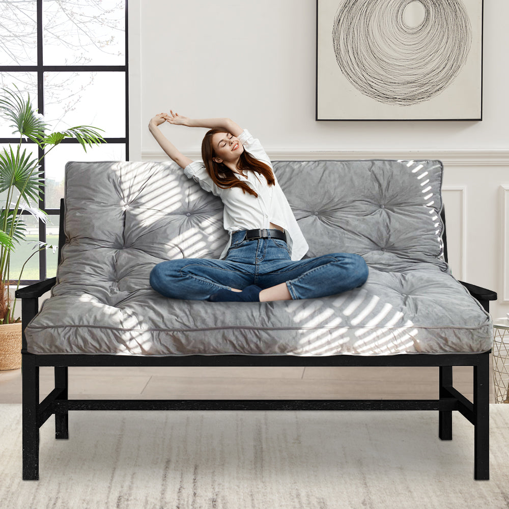MAXYOYO 6 Thick Futons Sofa Couch Bed Velvet Futon Mattress for Adults Mattress Only Grey