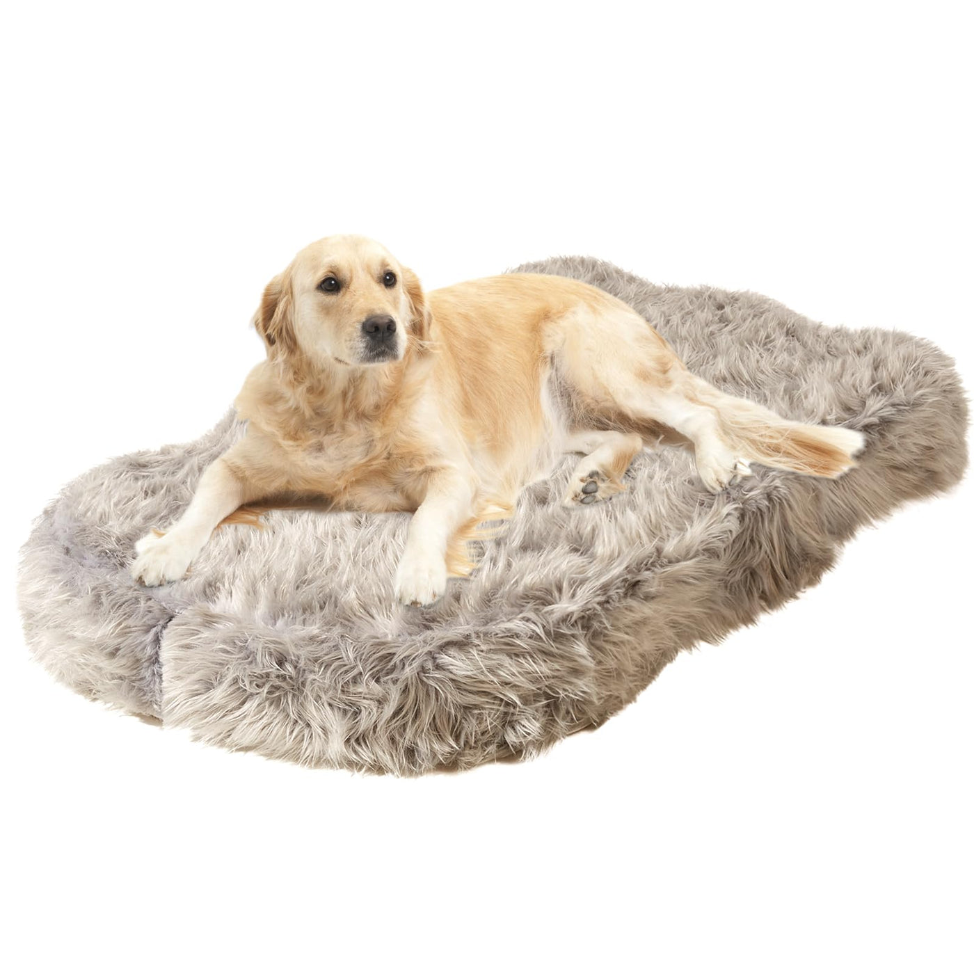 MAXYOYO Faux Fur Orthopedic Dog Bed, 4.7" Thick Memory Foam Giant Dog Bed, Grey