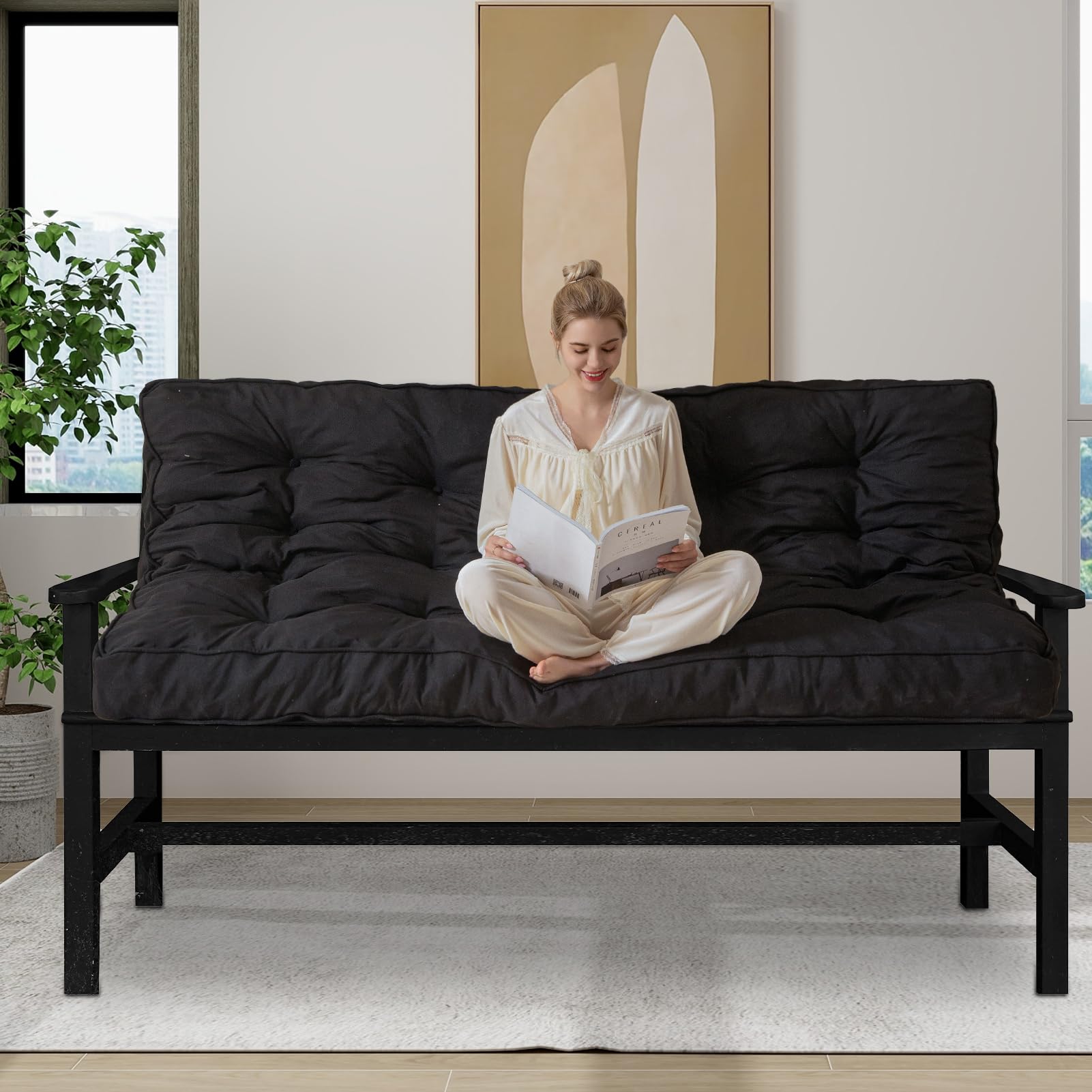 MAXYOYO 6" Futon Mattress, Thick Futons Sofa Couch Bed, Shredded Foam Maxyoyo