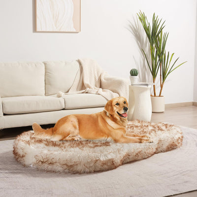MAXYOYO Faux Fur Orthopedic Dog Bed, 4.7" Thick Memory Foam Giant Dog Bed, Coffee