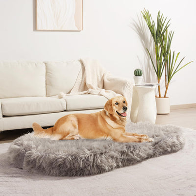 MAXYOYO Faux Fur Orthopedic Dog Bed, 4.7" Thick Memory Foam Giant Dog Bed, Grey