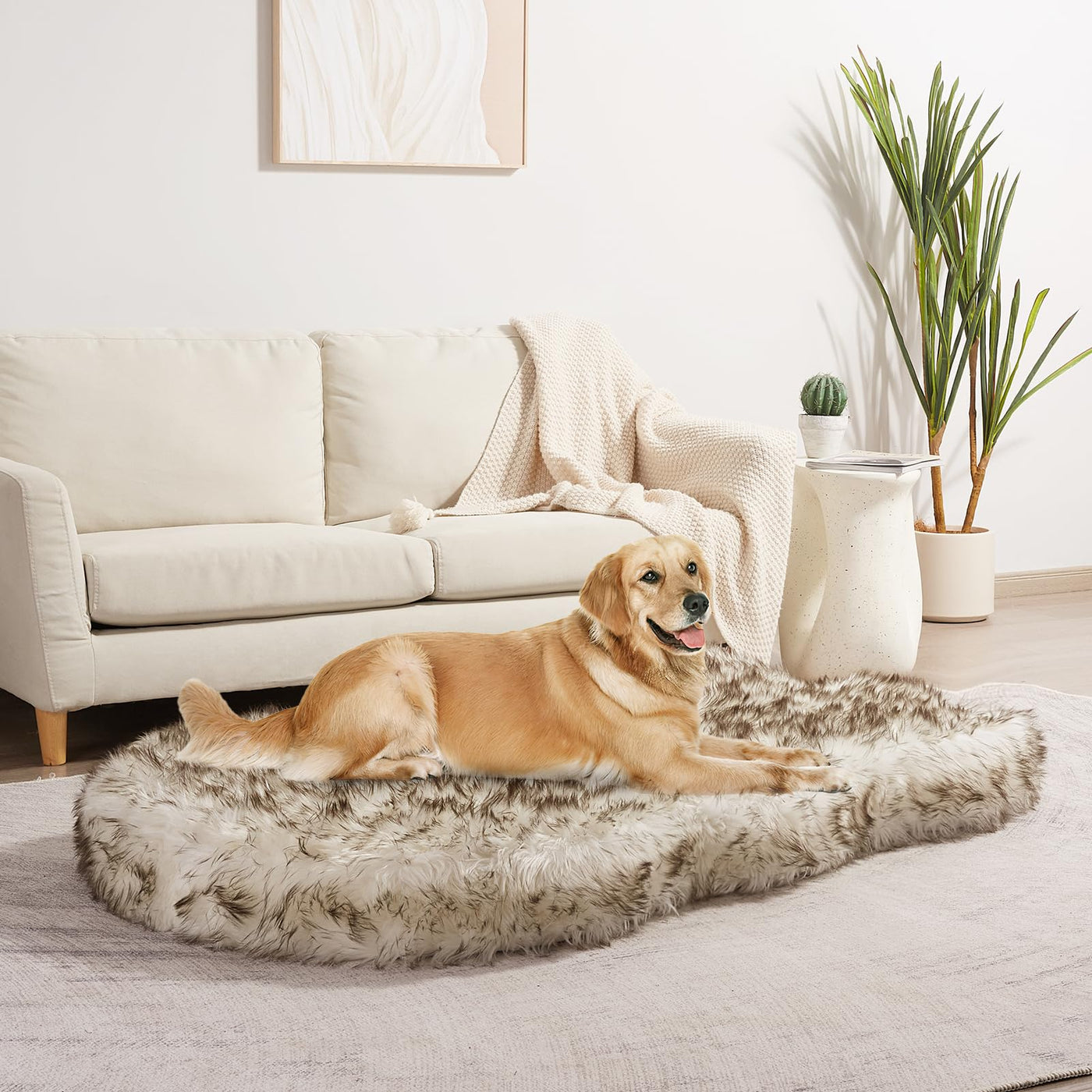 MAXYOYO Faux Fur Orthopedic Dog Bed, 4.7" Thick Memory Foam Giant Dog Bed, Black