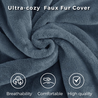 MAXYOYO Bean Bag Folding Sofa Bed, Multifunction Extra Thick Floor Sofa Bed with Faux Fur Washable Cover, Dusty Blue