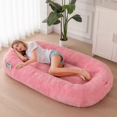 MAXYOYO Human Dog Bed, Corduroy Giant Bean Bag Dog Bed for Humans and Pets, Pink