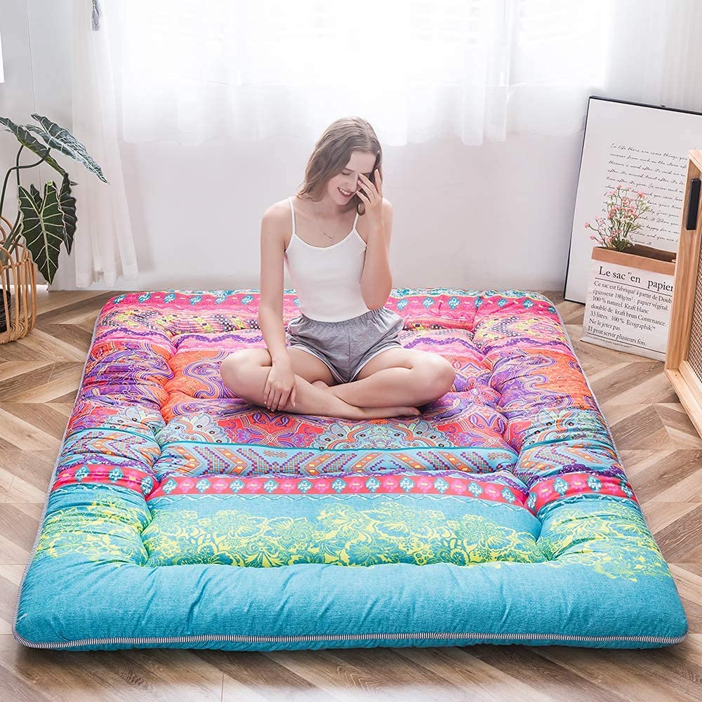 MAXYOYO Bohemian Retro Floor Mattress Boho Floral Style Japanese