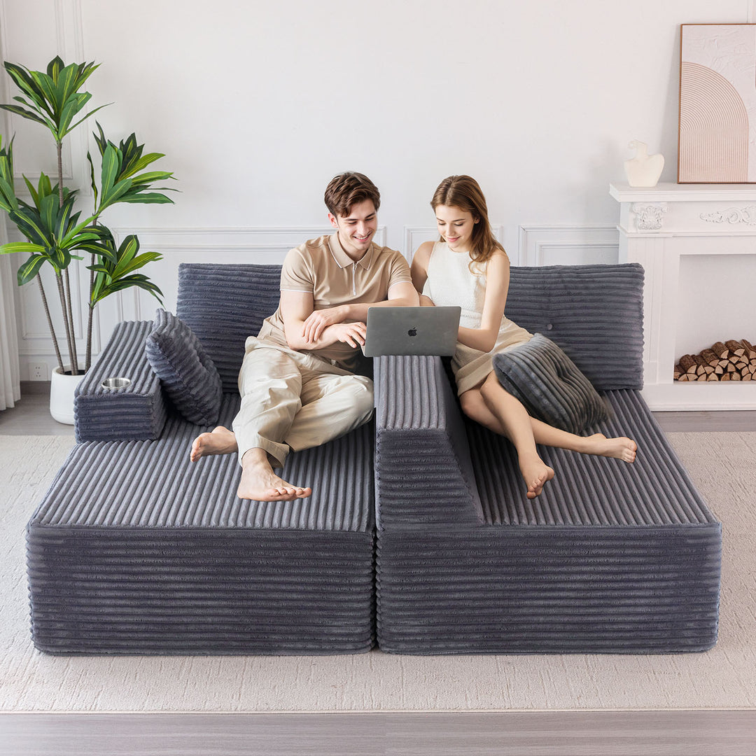 MAXYOYO Modular Sectional Sofa with L-Shape Chaise, Dark Grey