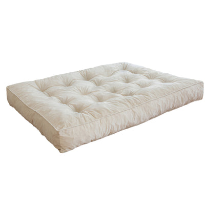 MAXYOYO 8" Thick Futons Sofa Couch Bed, Velvet Tufting Futon Mattress for Adults (Mattress Only), Beige