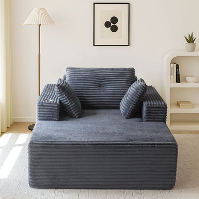 MAXYOYO 65"x49'' Chaise Lounge Sofa - Oversized Chaise Lounge Chair Cozy Cloud Couch with 3 Pillows, Dark Grey