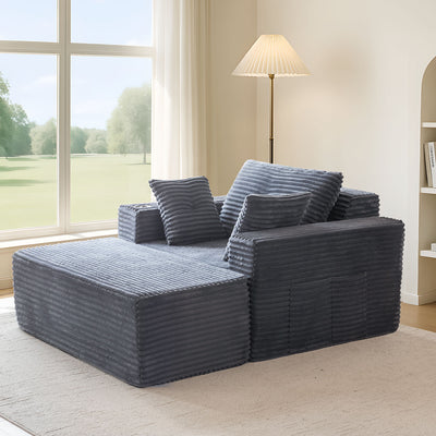 MAXYOYO 65"x49'' Chaise Lounge Sofa - Oversized Chaise Lounge Chair Cozy Cloud Couch with 3 Pillows, Dark Grey
