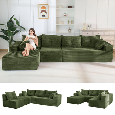 MAXYOYO 104" U-Shaped Modular Sectional Couch, Modern Boneless Couch for Living Room, Sofa in A Box, Oversized Sofa Sleeper with Deep Seat, No Assembly Required