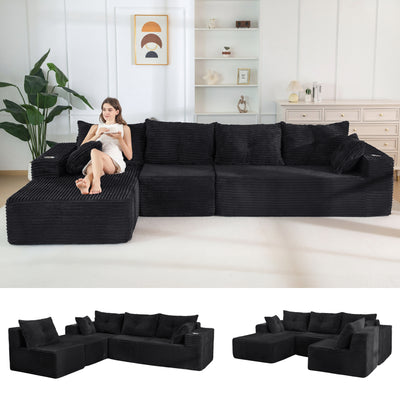 MAXYOYO 104" U-Shaped Modular Sectional Couch, Modern Boneless Couch for Living Room, Sofa in A Box, Oversized Sofa Sleeper with Deep Seat, No Assembly Required