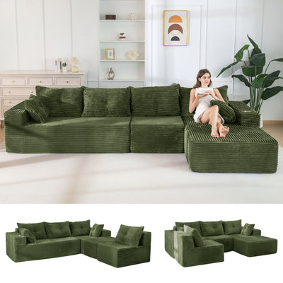 MAXYOYO 104" U-Shaped Modular Sectional Couch, Modern Boneless Couch for Living Room, Sofa in A Box, Oversized Sofa Sleeper with Deep Seat, No Assembly Required