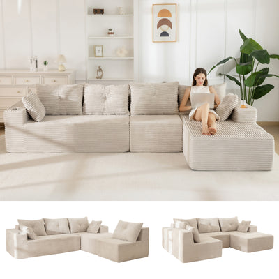 MAXYOYO 104" U-Shaped Modular Sectional Couch, Modern Boneless Couch for Living Room, Sofa in A Box, Oversized Sofa Sleeper with Deep Seat, No Assembly Required