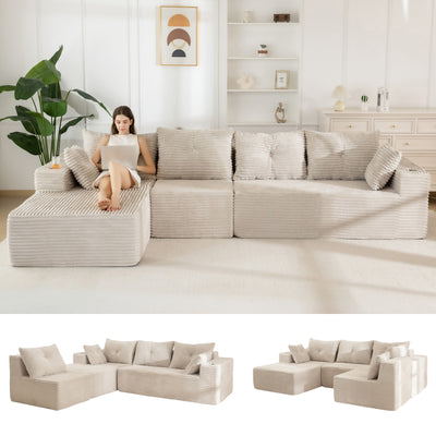 MAXYOYO 104" U-Shaped Modular Sectional Couch, Modern Boneless Couch for Living Room, Sofa in A Box, Oversized Sofa Sleeper with Deep Seat, No Assembly Required