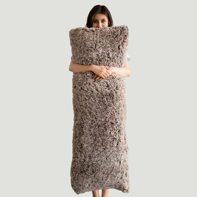 MAXYOYO Body Pillow, Ultra Luxury Faux Fur Body Pillow with Memory Foam & Washable Cover, (20x54 inch, Coffee)