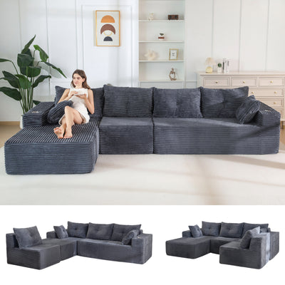MAXYOYO 104" U-Shaped Modular Sectional Couch, Modern Boneless Couch for Living Room, Sofa in A Box, Oversized Sofa Sleeper with Deep Seat, No Assembly Required