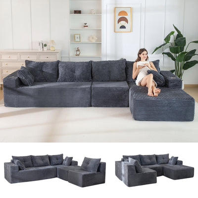 MAXYOYO 104" U-Shaped Modular Sectional Couch, Modern Boneless Couch for Living Room, Sofa in A Box, Oversized Sofa Sleeper with Deep Seat, No Assembly Required