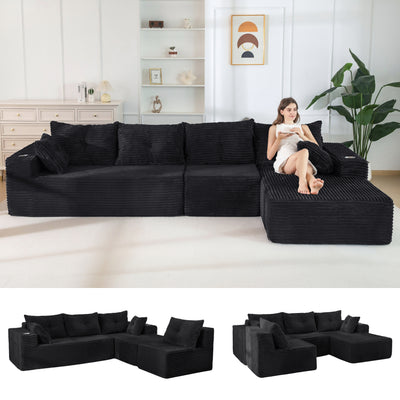 MAXYOYO 104" U-Shaped Modular Sectional Couch, Modern Boneless Couch for Living Room, Sofa in A Box, Oversized Sofa Sleeper with Deep Seat, No Assembly Required