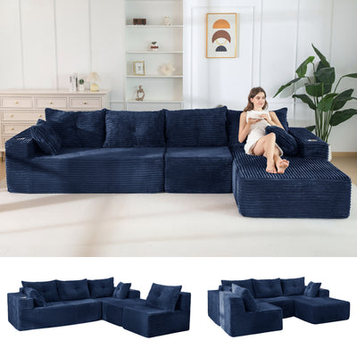MAXYOYO 104" U-Shaped Modular Sectional Couch, Modern Boneless Couch for Living Room, Sofa in A Box, Oversized Sofa Sleeper with Deep Seat, No Assembly Required
