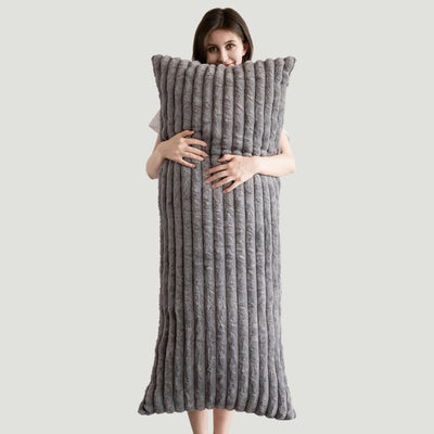 MAXYOYO Body Pillow, Ultra Striped Faux Fur Full Large Body Pillows Insert for Adults (20x54 inch, Grey)