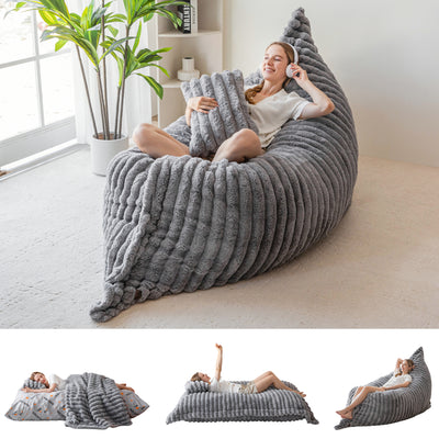 MAXYOYO Giant Bean Bag Chair with Pillow, 3 in 1 Convertible Bean Bag Bed for Adults with Washable Cover, Removable Floor Cushion Stuffed Floor Lounger for Living Room Bedroom