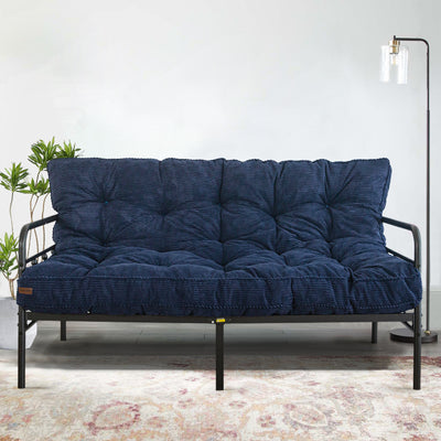 MAXYOYO 6" Tufted Futon Sofa Couch Bed, Thick Corduroy Fabric Floor Futon Mattress for Adults (Mattress Only), Navy