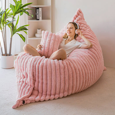 MAXYOYO Giant Bean Bag Chair with Pillow, 3 in 1 Convertible Bean Bag Bed for Adults with Washable Cover, Removable Floor Cushion Stuffed Floor Lounger for Living Room Bedroom