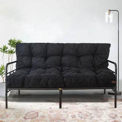 MAXYOYO 6" Tufted Futon Sofa Couch Bed, Thick Corduroy Fabric Floor Futon Mattress for Adults (Mattress Only), Black