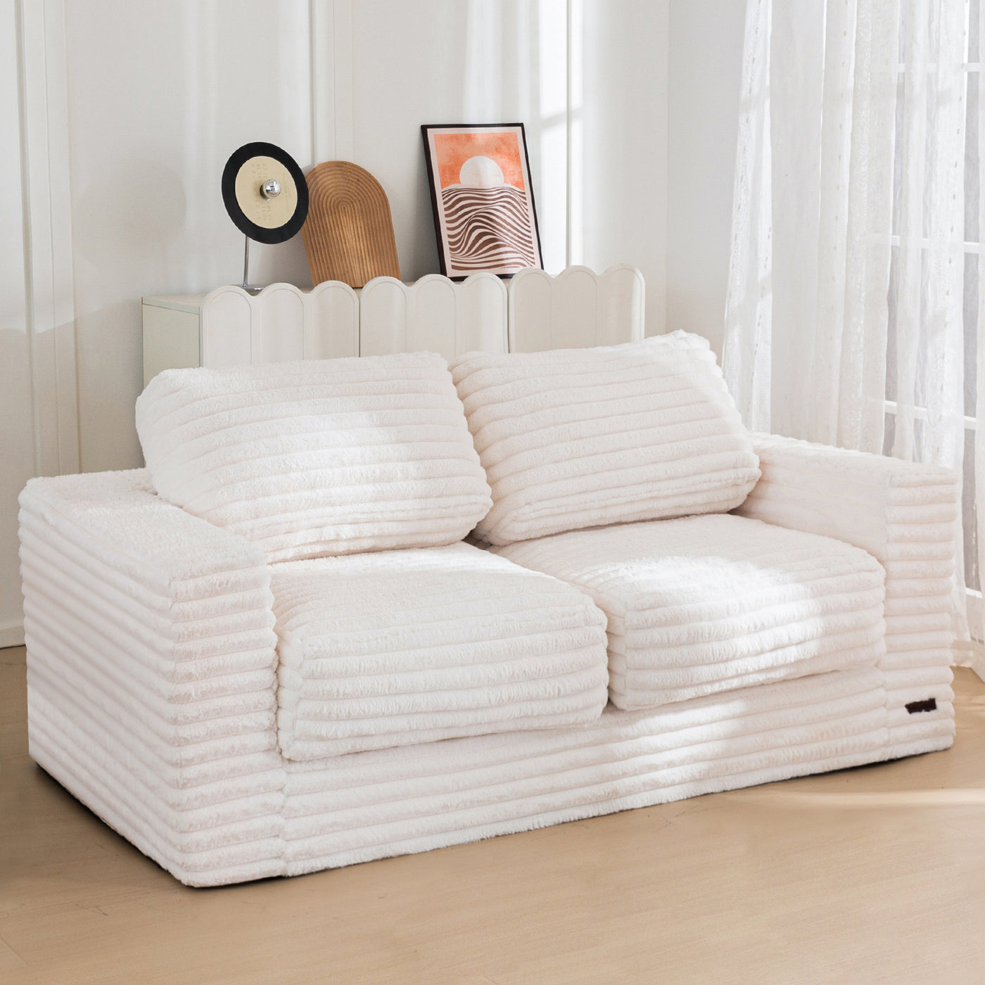 MAXYOYO Giant Bean Bag Chair for Adults, Upholstered Floor Sofa with Pillows and Armrests, Large Bean Bag Sofa Plush Chair Bean Bag Couch for Bedroom Living Room