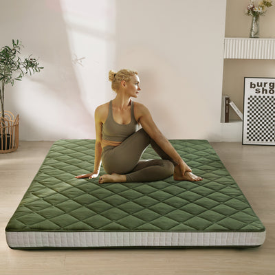 MAXYOYO 6" Extra Thick Floor Futon Mattress, Diamond Quilting, Green