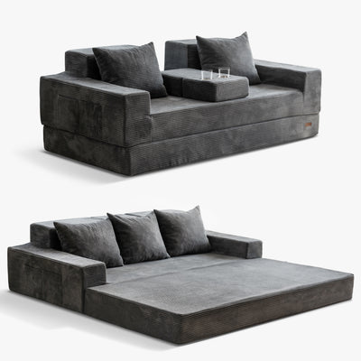 MAXYOYO Sofa Bed, 4 in 1 Foldable Floor Sofa Couch in A Box with 2 Cup Holders, Convertible 3 Seater Boneless Couch Folding Recliner Sleeper Chair for Living Room, No Assembly Required