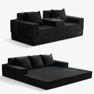 MAXYOYO Sofa Bed, 4 in 1 Foldable Floor Sofa Couch in A Box with 2 Cup Holders, Convertible 3 Seater Boneless Couch Folding Recliner Sleeper Chair for Living Room, No Assembly Required