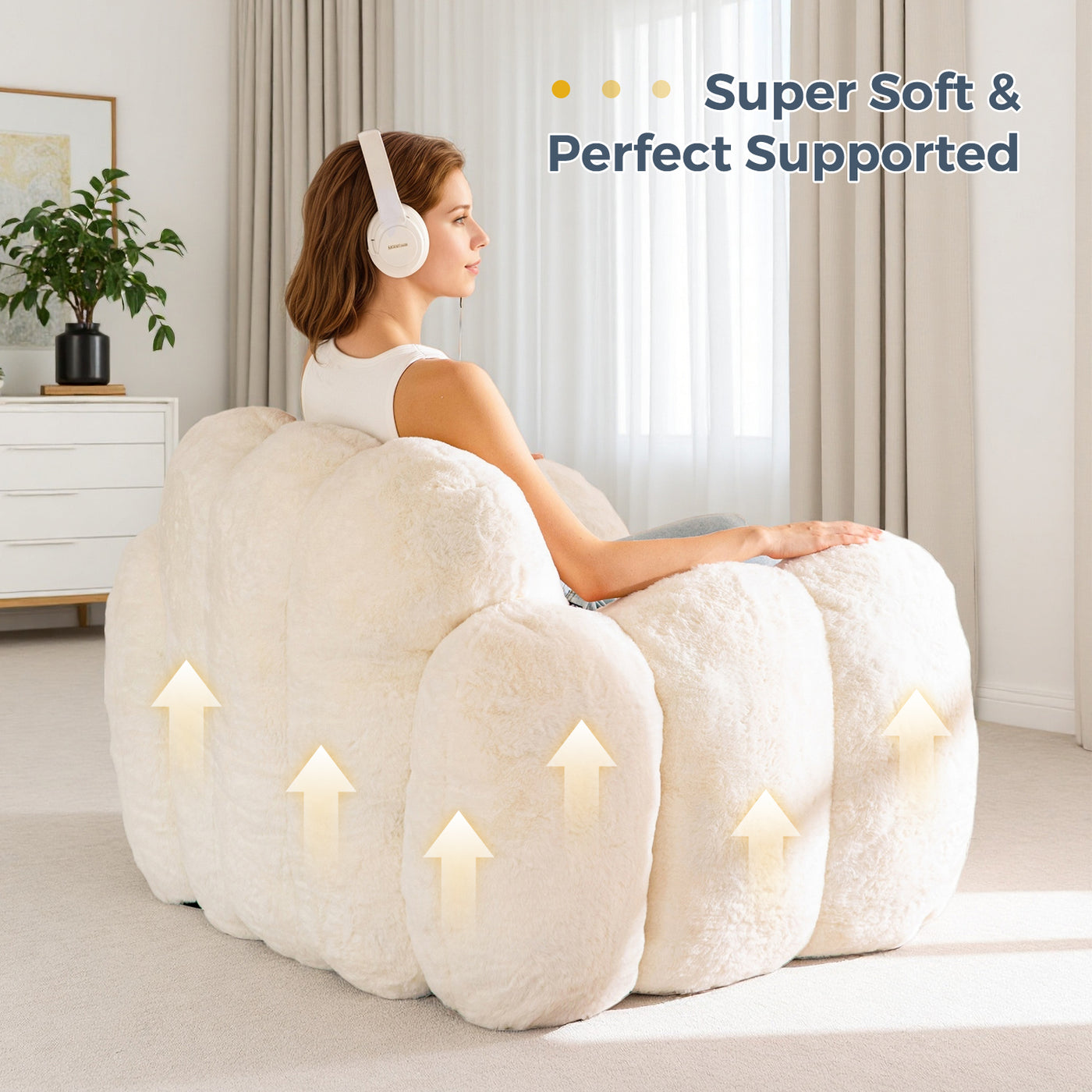 MAXYOYO Cloud Bean Bag Chair – Soft Floor Sofa for Adults, Single Floor Couch