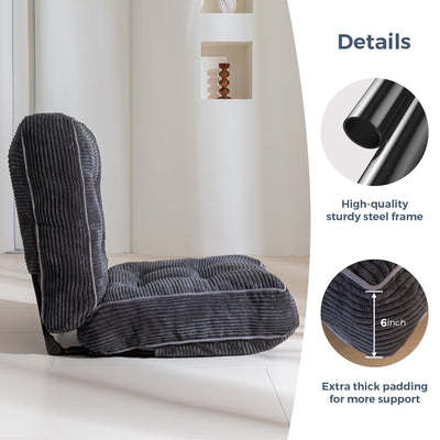 MAXYOYO Adjustable Floor Chair - Multi-Functional Chair for Gaming & Meditation, Dark Grey