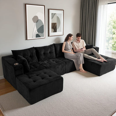 U Shaped Modular Sofa #color_black
