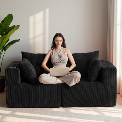 Modular Sectional Sofa Couch #color_black