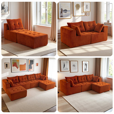 L Shaped Modular Sofa #color_orange