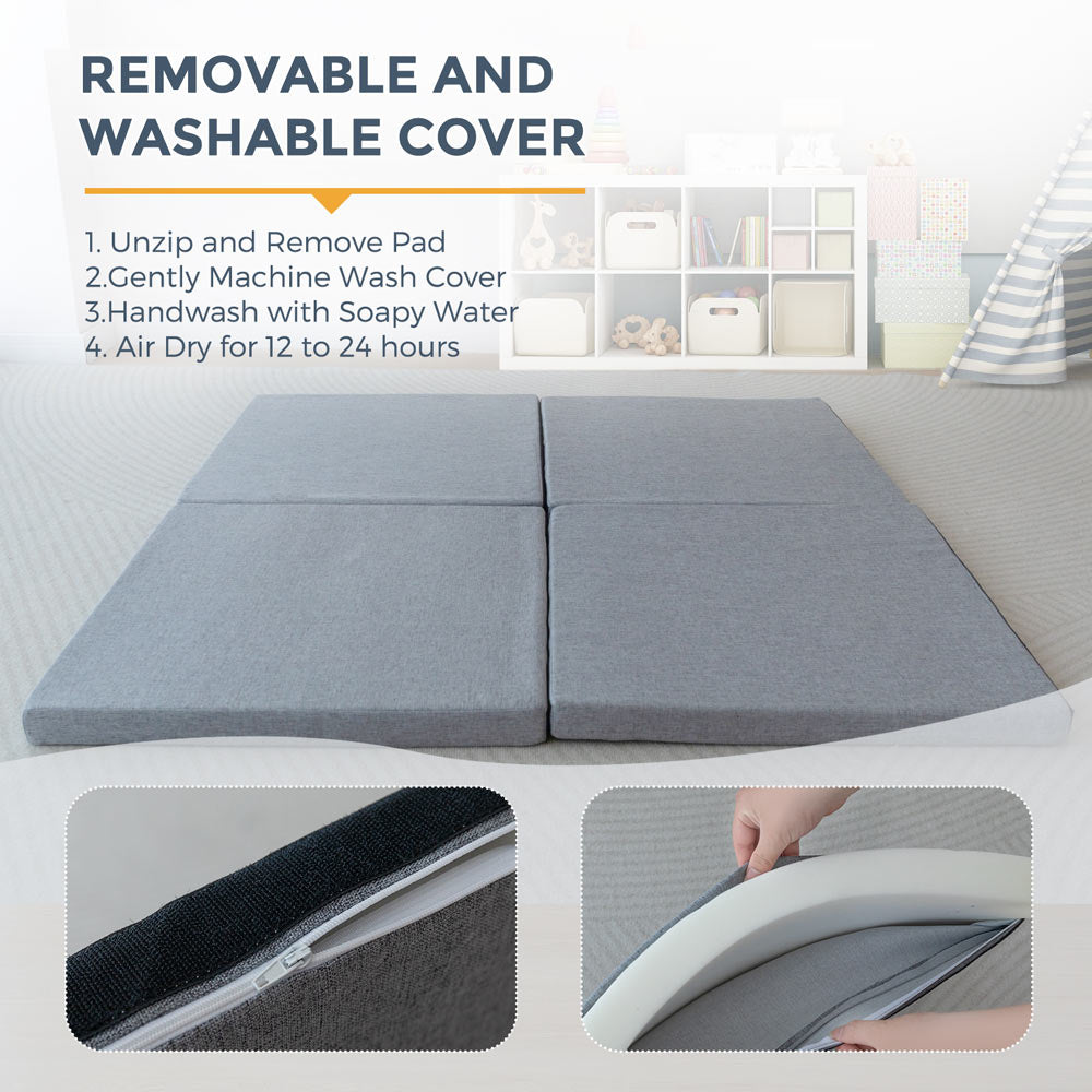 MAXYOYO Kids Play Mat, Thick & Multipurpose Floor Mat for Kids Playroom, Grey