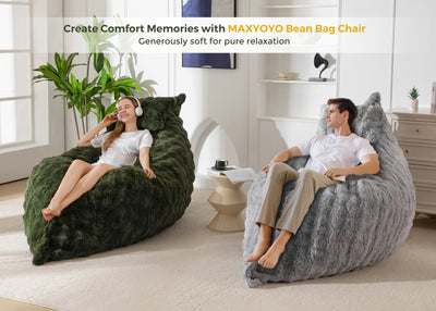 MAXYOYO Giant Bean Bag Chair with Pillow, 3 in 1 Convertible Bean Bag Chair for Adults with Removable Cover, Floor Cushion Stuffed Floor Lounger for Living Room Bedroom, Bubble