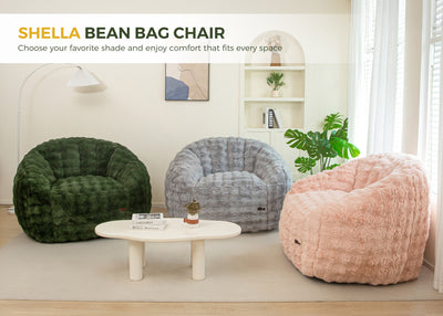 MAXYOYO Giant Bean Bag Chair for Adults, Stuffed Shell-Shaped Large Bean Bag Couch, Cozy Living Room Chair with Filler, Floor Sofa Lazy Sofa for Bedroom Living Room