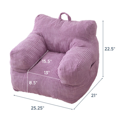 MAXYOYO Kids Bean Bag Chair, Corduroy Bean Bag Couch with Armrests for Children's Room (Purple)