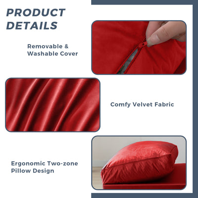MAXYOYO Bean Bag Folding Sofa Bed, Velvet Floor Sofa with Washable Cover for Adults, Red
