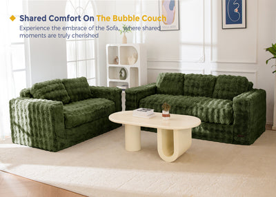 MAXYOYO 3 Seater Sofa for Living Room, Tufted Boneless Couch Bubbled Sofa Couch, Comfy Bean Bag Chair for Bedroom Apartment, No Assembly Needed